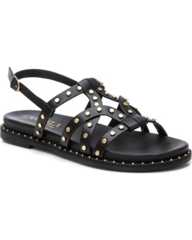 CARMELA 162392 FLACHE SANDALE SCHWARZ MIT NIETEN NEGRO