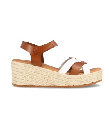 Woman Sandals MARILA SANDALIA PARA MUJER DE PIEL CON CUNA MEDIA PANAMA BLANCO Y A AVELLANA
