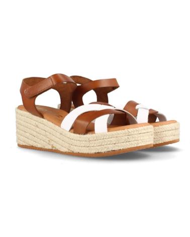 Woman Sandals MARILA SANDALIA PARA MUJER DE PIEL CON CUNA MEDIA PANAMA BLANCO Y A AVELLANA
