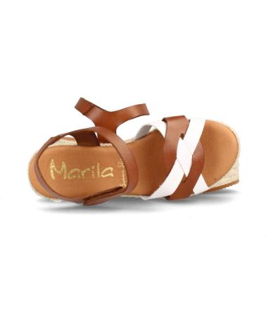 Woman Sandals MARILA SANDALIA PARA MUJER DE PIEL CON CUNA MEDIA PANAMA BLANCO Y A AVELLANA