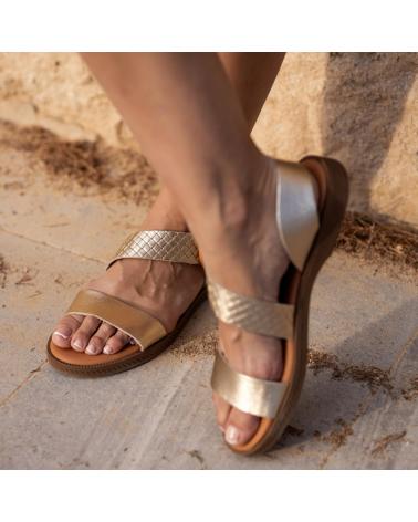 Woman Sandals MARILA SANDALIA PLANA DE PIEL PARA MUJER AMSTER PLATINO