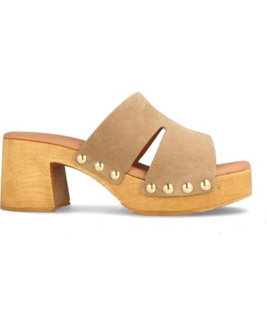 Woman Clogs MARILA ZUECO CUERO PARA MUJER CON PLATAFORMA Y TACON ALTO CHICAGO M BEIGE