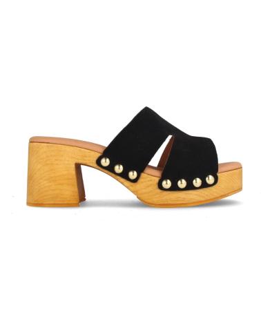 Zuecos de Mujer MARILA ZUECO CUERO PARA MUJER CON PLATAFORMA Y TACON ALTO CHICAGO N NEGRO