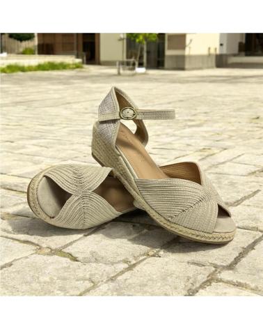 Sandalen für Damen CALZADOMANIA YUTE UNERO METALIZADO BEIG