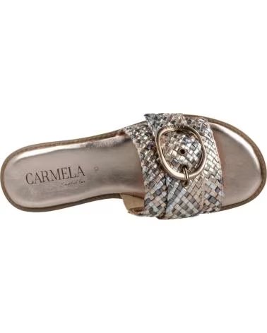 SANDALE PLATE CARMELA EN CUIR AVEC FINITION MÉTALLIQUE NUDE BEIGE NUDE