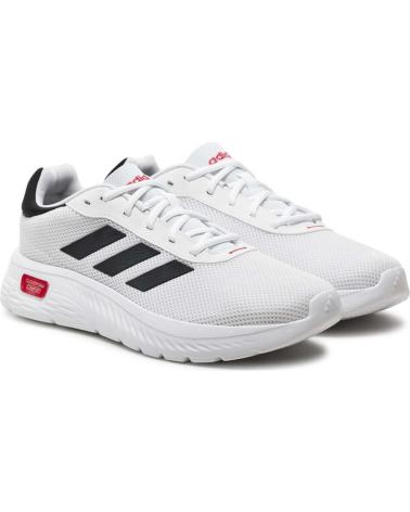 BASKETS ADIDAS CLOUDFOAM COMFY BLANCHES AVEC RAYURES NOIRES ET DÉTAIL ROUGE FTWWHT-CBLACK-BETSCA