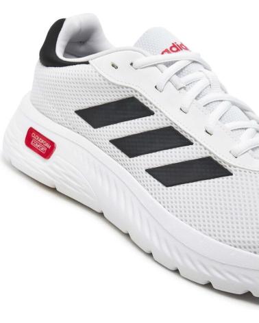BASKETS ADIDAS CLOUDFOAM COMFY BLANCHES AVEC RAYURES NOIRES ET DÉTAIL ROUGE FTWWHT-CBLACK-BETSCA