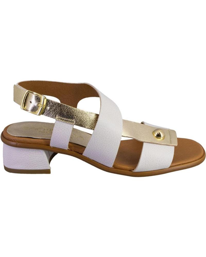 Sandalen für Damen BARMINTON 4564 SANDALIAS DE MUJER PIEL BLANCO Y ORO