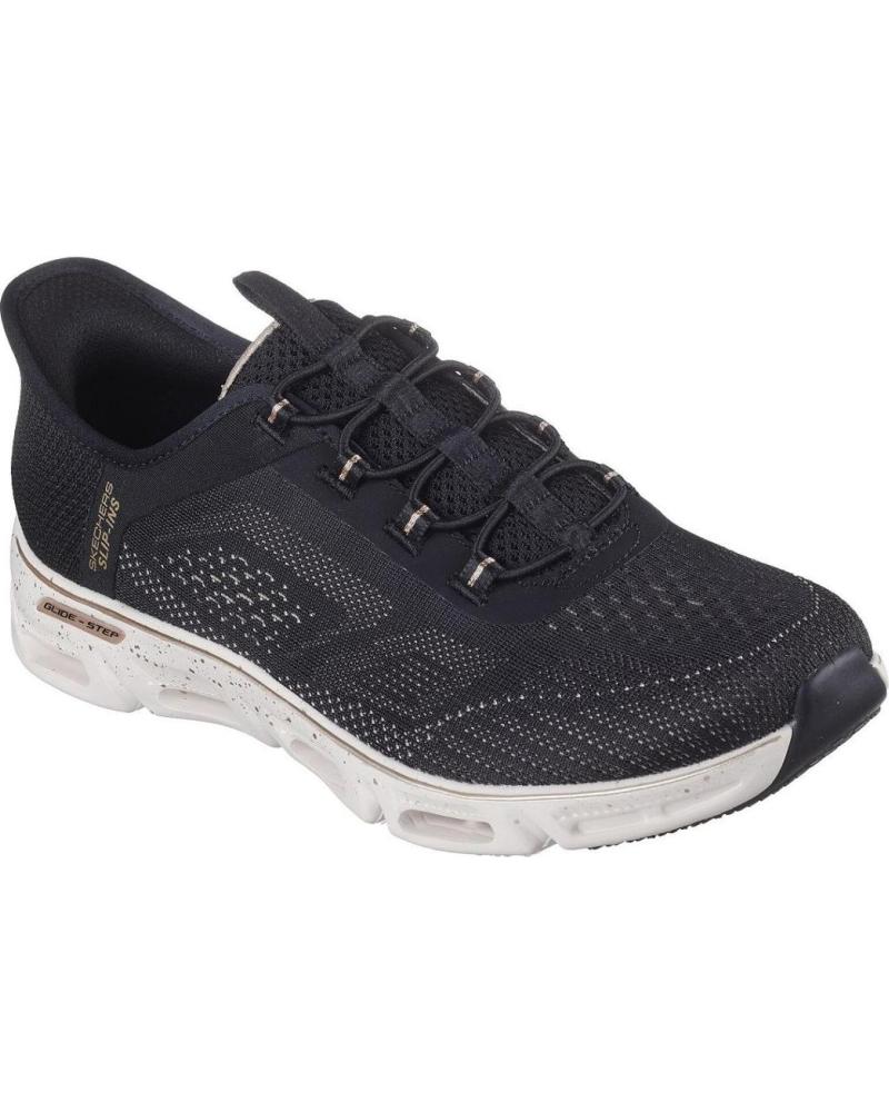Sportivo per Donna SKECHERS 104610 ZAPATILLAS CASUAL DE MUJER SLIP NEGRO Y ORO