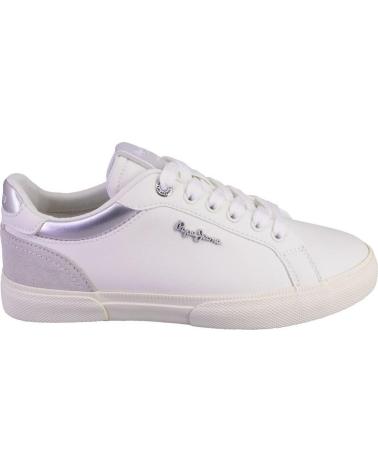 Sportif pour Femme PEPE JEANS PLS31588 ZAPATILLAS CASUAL DE MUJER BLANCO Y PLAT BLANCO Y PLATA