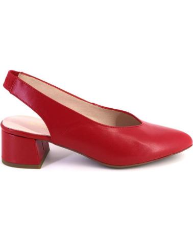 Scarpe-De-Mujer-BARMINTON-6032-ZAPATOS-DE-MUJER-BLANCO-PIEL-TACON-BAJO-ROJO
