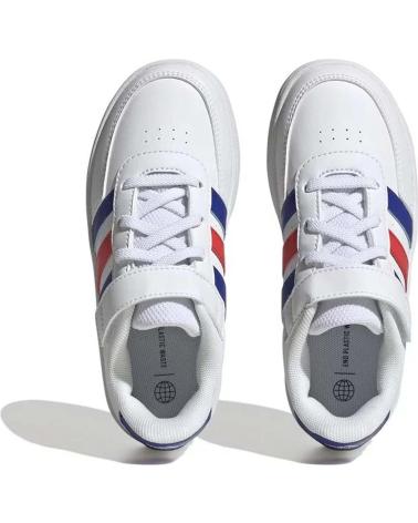 ADIDAS BASKETS BREAKNET 2.0 HP8964 BLANCHES AVEC RAYURES BLEUES ET ROUGES BLANCO