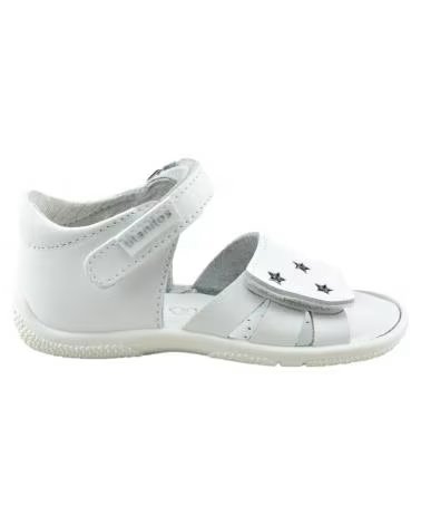 Sandálias-De-Niña-TITANITOS-SANDALIA-DE-PIEL-LAVABLE-CON-VELCRO-DEL-BLANCO