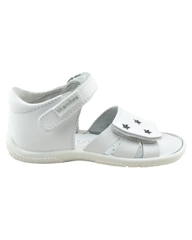 Sandálias-De-Niña-TITANITOS-SANDALIA-DE-PIEL-LAVABLE-CON-VELCRO-DEL-BLANCO