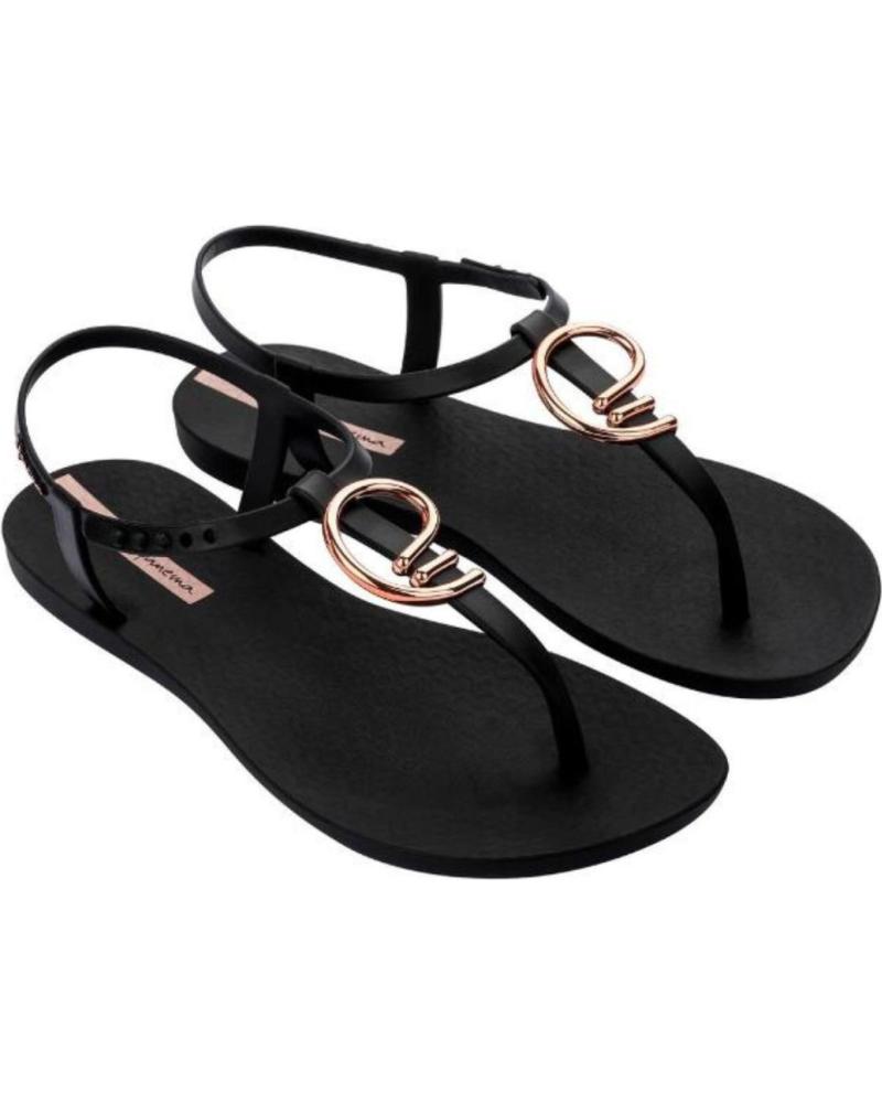 SANDALI IPANEMA CON ANELLI METALLICI NERO E ORO NEGRO Y DORADO
