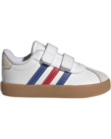ADIDAS VL COURT 3.0 CF I WHITE VELCRO SNEAKERS WITH TRICOLOR STRIPES BLANCO