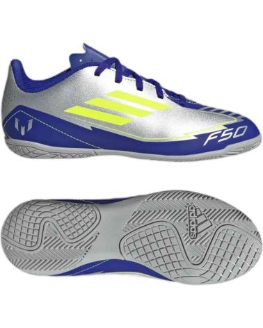 Deportivas de Mujer y Niña y Niño ADIDAS ZAPATILLAS F50 CLUB IN J MESSI FUTBOL SALA PLATA AZUL