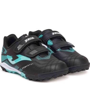 JOMA POWERFULL JR 2501 TURF SCHWARZ - UNISEX KINDER FUSSBALLSCHUHE MIT KLETTVERSCHLUSS NEGRO