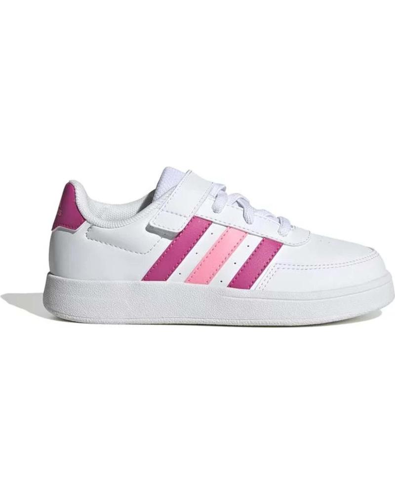 BASKETS ADIDAS BREAKNET 2.0 HP8966 BLANCHES À RAYURES ROSES ET SCRATCH BLANCO