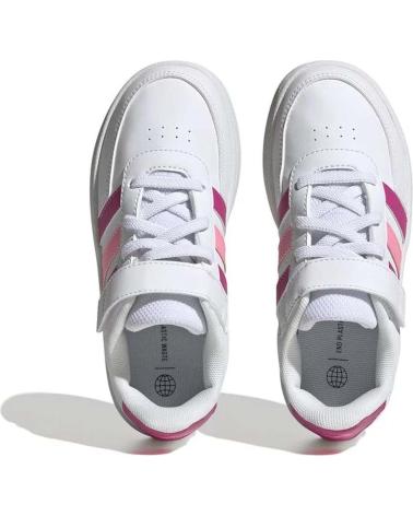 BASKETS ADIDAS BREAKNET 2.0 HP8966 BLANCHES À RAYURES ROSES ET SCRATCH BLANCO