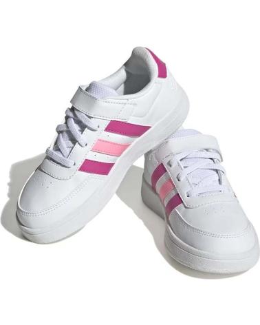 BASKETS ADIDAS BREAKNET 2.0 HP8966 BLANCHES À RAYURES ROSES ET SCRATCH BLANCO