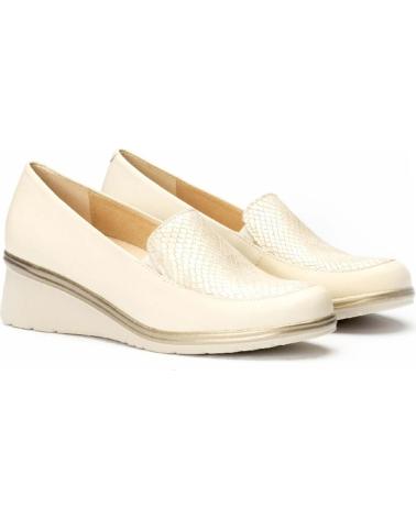 Ballerines pour Femme PITILLOS - MOCASIN PIEL PALA SERPIENTE CREMA-ORO