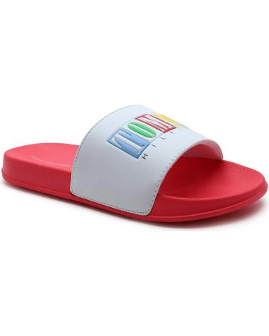 CHANCLAS TOMMY HILFIGER LOGO POOL SLIDE BLANCAS MULTICOLORES ROJO