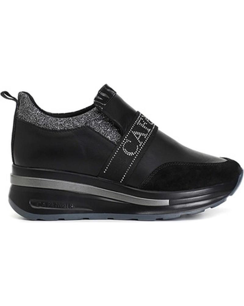CAFÈNOIR SLIP-ON AUS LEDER MIT STRASS-LOGO-BAND SCHWARZ NEGRO