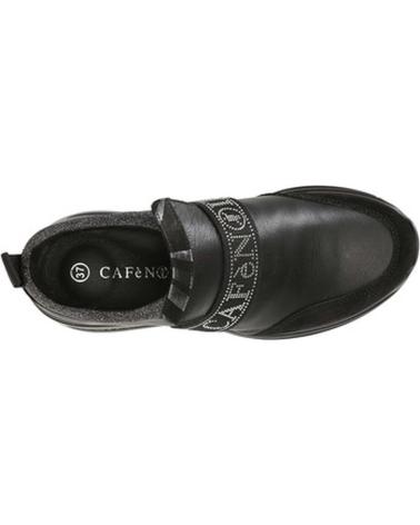 CAFÈNOIR SLIP-ON AUS LEDER MIT STRASS-LOGO-BAND SCHWARZ NEGRO