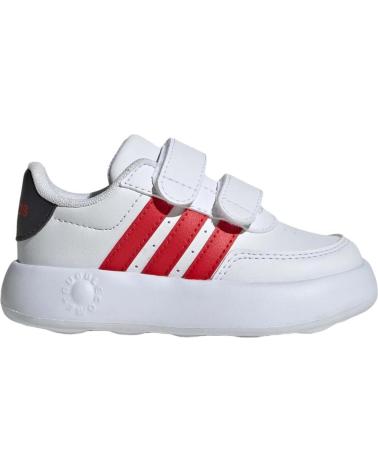 ADIDAS BREAKNET 2.0 WHITE SNEAKERS WITH RED STRIPES AND HOOK-AND-LOOP CLOSURE FOR BABIES BLANCO