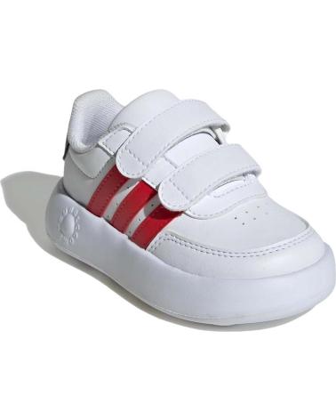 ADIDAS BREAKNET 2.0 WHITE SNEAKERS WITH RED STRIPES AND HOOK-AND-LOOP CLOSURE FOR BABIES BLANCO
