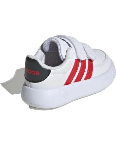 ADIDAS BREAKNET 2.0 WHITE SNEAKERS WITH RED STRIPES AND HOOK-AND-LOOP CLOSURE FOR BABIES BLANCO