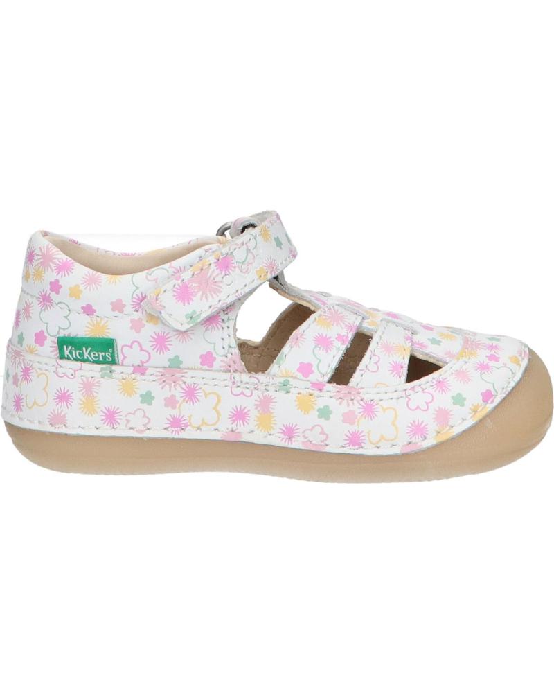 Sandales pour Fille KICKERS 1215022-10-0 KICK SUSHYK LT COW NAPPAPRINT 33 BLANC IMPRIME F