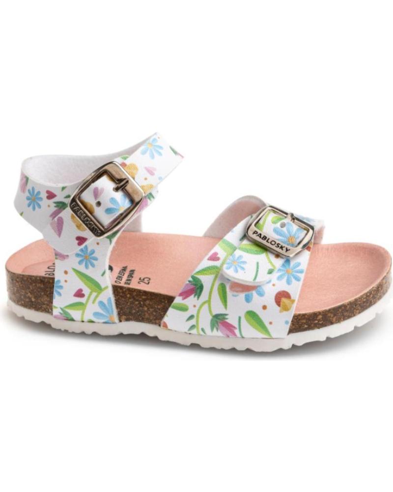 Zapatos de Niña PABLOSKY SANDALIA ESTILO BIO CON HEBILLAS PARA NINA 439604 BLANCO