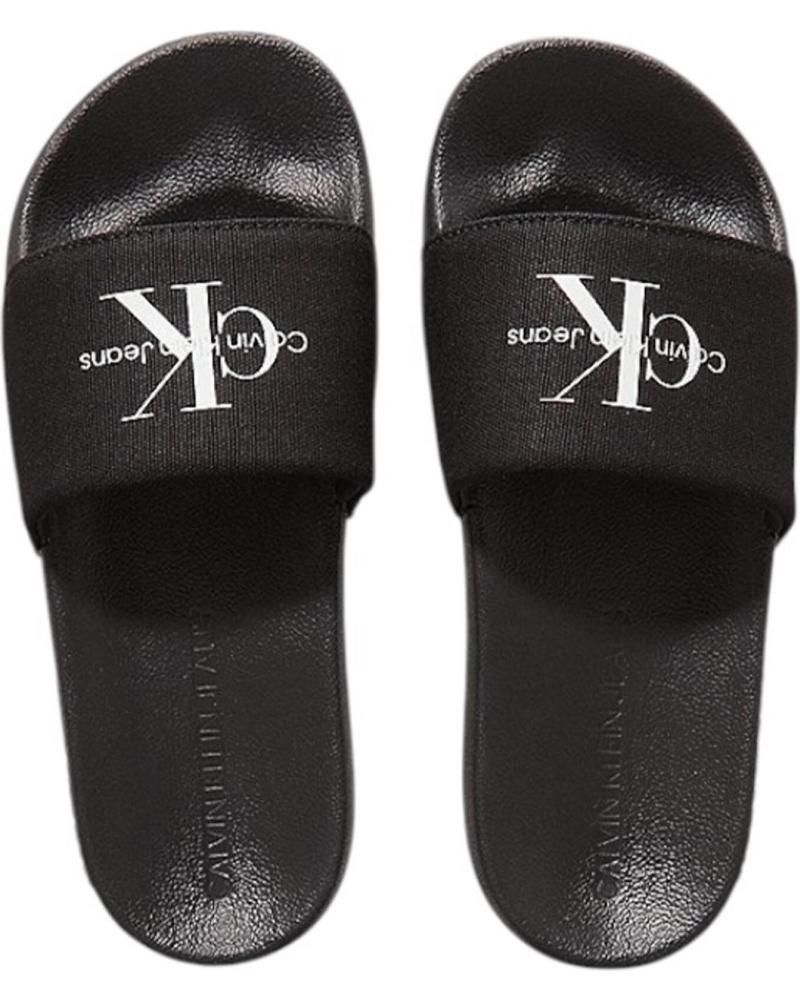 Zehansandalen für Damen CALVIN KLEIN SLIDE MONOGRAM WN NEGRO