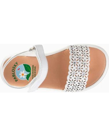 SANDALIAS PABLOSKY 442400 DE PIEL CON TIRA TEXTURIZADA BLANCA BLANCO