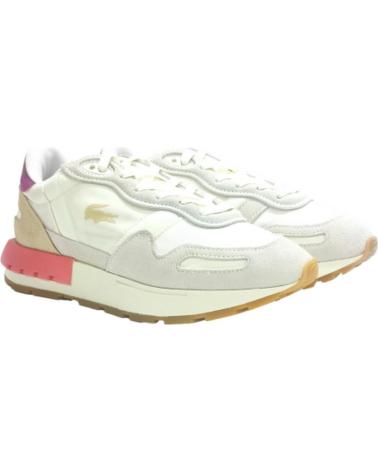Sportif pour Femme LACOSTE DEPORTIVO CASUAL DE SERRAJE Y TELA CON SUELA DE GOMA BLANCO ROSA