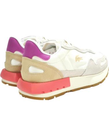 Sportif pour Femme LACOSTE DEPORTIVO CASUAL DE SERRAJE Y TELA CON SUELA DE GOMA BLANCO ROSA
