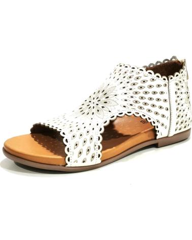 Sandali per Donna TOP3 SANDALIA CASUAL DE PIEL TROQUELADA CON SUELA DE GOMA HIELO