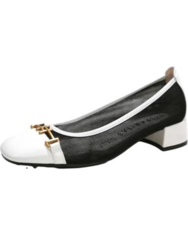 Zapatos de Mujer HISPANITAS ZAPATO VESTIR DE PIEL Y MAYA TEXTIL CON TACON BLANCO NEGRO