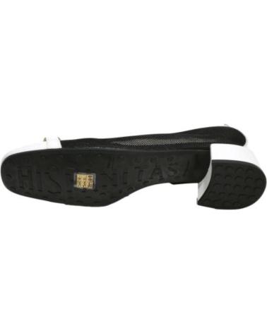 Zapatos de Mujer HISPANITAS ZAPATO VESTIR DE PIEL Y MAYA TEXTIL CON TACON BLANCO NEGRO