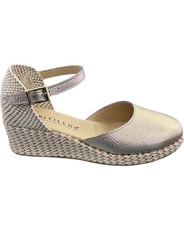 SANDALO PITILLOS 10624 IN PELLE CHIUSO ORO METALLIZZATO CON ZEPPA IN CORDA VARIOS COLORES