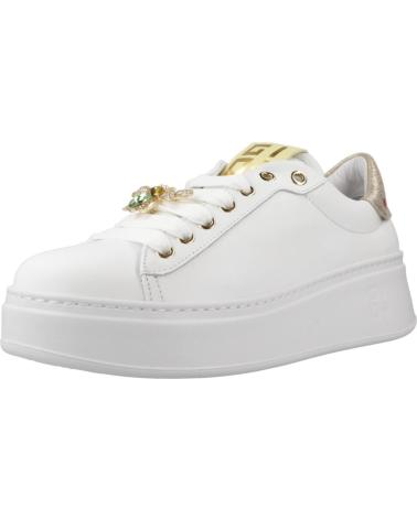GIO PIA318A - TÊNIS CASUAL FEMININO BRANCO COM DETALHE DOURADO BIANCO