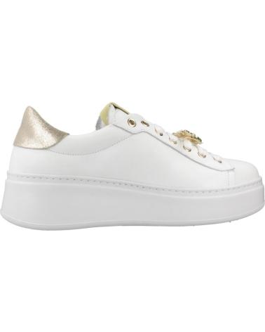 GIO PIA318A - TÊNIS CASUAL FEMININO BRANCO COM DETALHE DOURADO BIANCO