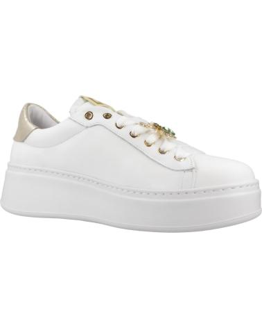 GIO PIA318A - TÊNIS CASUAL FEMININO BRANCO COM DETALHE DOURADO BIANCO