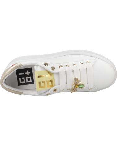 GIO PIA318A - TÊNIS CASUAL FEMININO BRANCO COM DETALHE DOURADO BIANCO