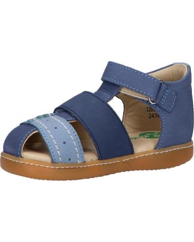 Sandali per Bambino KICKERS 1201380-10-0 KICK BAZAR COW NUBUCK 53 BLEU TRICOLORE