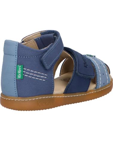 Sandali per Bambino KICKERS 1201380-10-0 KICK BAZAR COW NUBUCK 53 BLEU TRICOLORE
