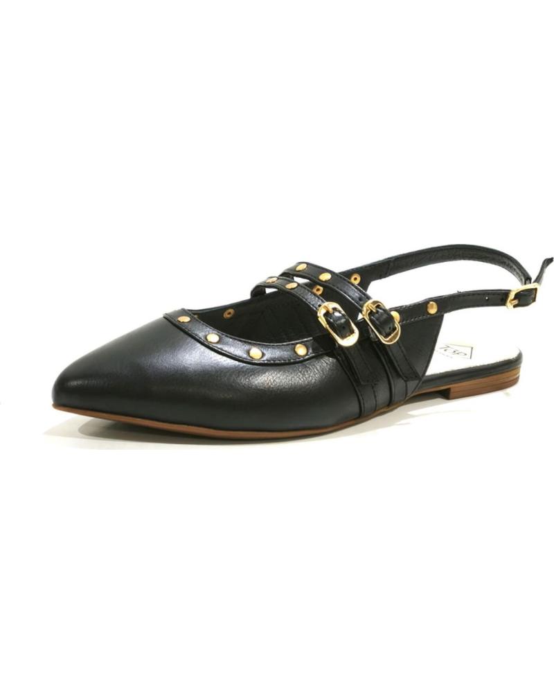Sandali per Donna TOP3 ZAPATO PLANO DE PIEL CON TACHAS METALICAS NEGRO