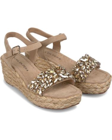 Sandales pour Femme ALMA EN PENA SANDALIA CUNA MEDIA CON PEDRERIA SUEDE TAUPE